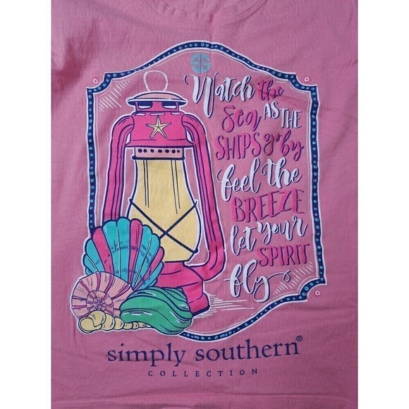 Simply Southern Shirt Womens Small Pink Tank Top Ladies Let Your Sprit Fly - Picture 1 of 6
